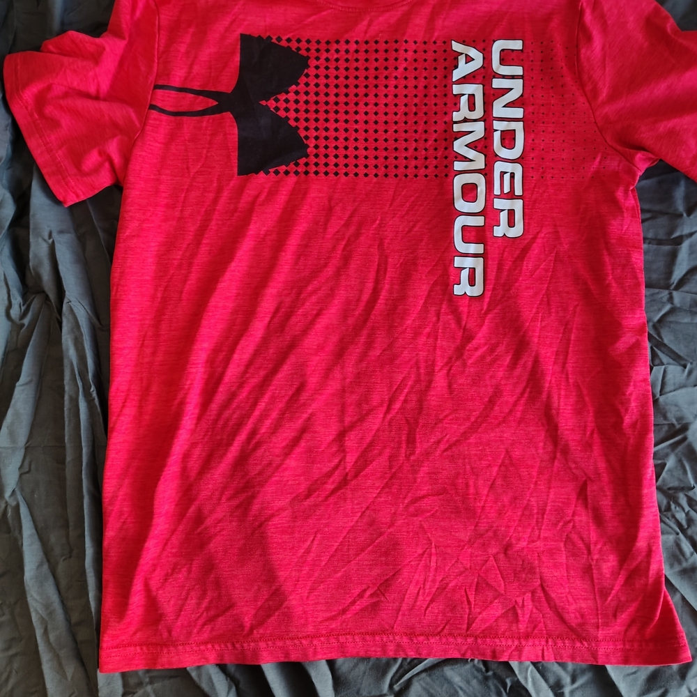 Under Armour Bright Red Tee with Black and White Logo